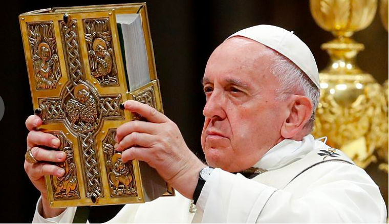 Pope Francis with the book of the Word 