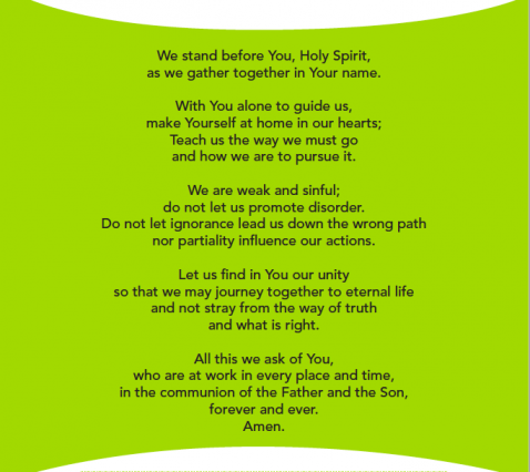 Synod prayer Adsumus Sancte Spiritus
